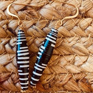 Homemade black and white striped earrings